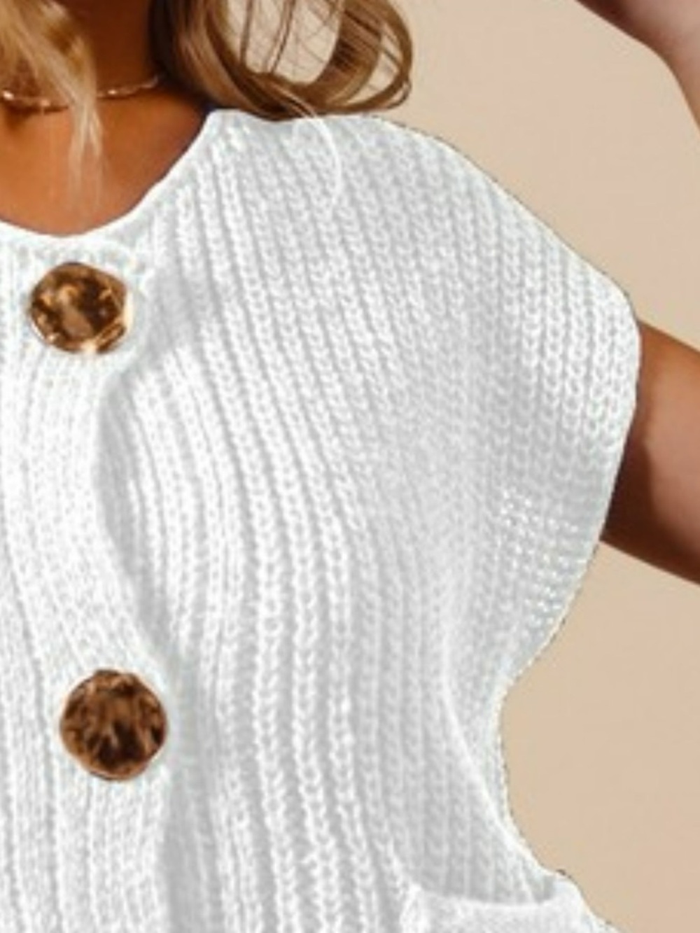 SO ME Big Metal Button Front Sweater Vest - Picture 2 of 4
